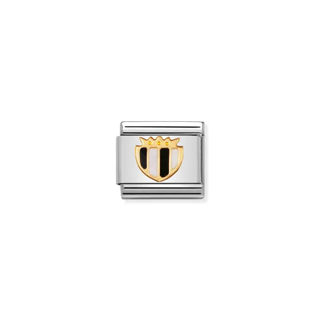 Nomination Classic Gold Black & White Shield Charm