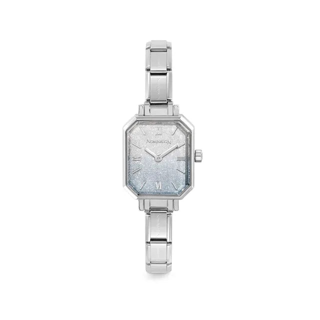 Nomination Paris Rectangular Watch with Ombré Face (White/Blue Glitter)