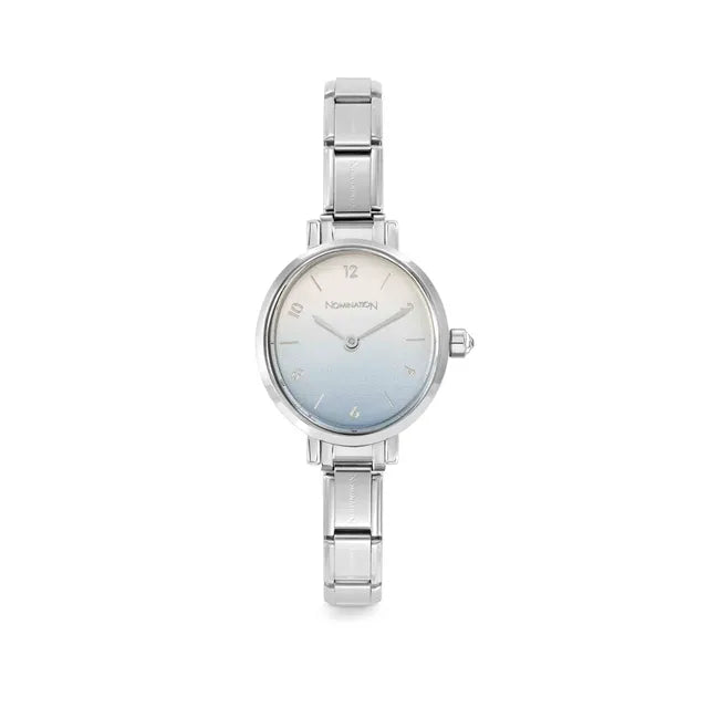 Nomination Paris Oval Watch with Ombré Face (White/Blue Pastel)