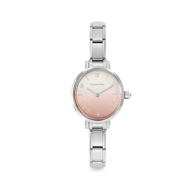 Nomination Paris Oval Watch with Ombré Face (White/Pink Pastel)