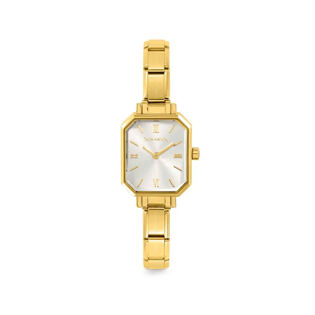 Nomination Paris Gold Rectangular Watch with Silver Face