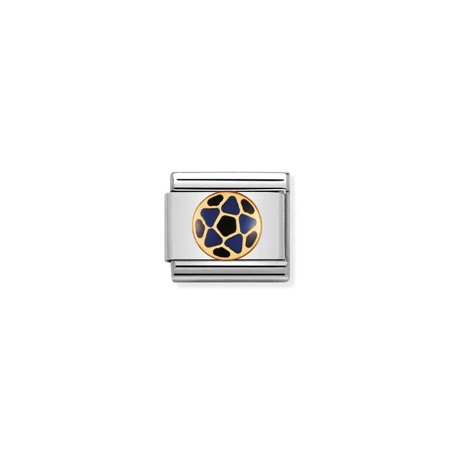 Nomination Classic Gold Black & Blue Football Charm