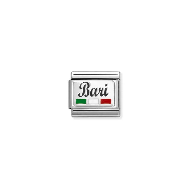 Nomination Classic Silver Bari with Italian Flag Charm