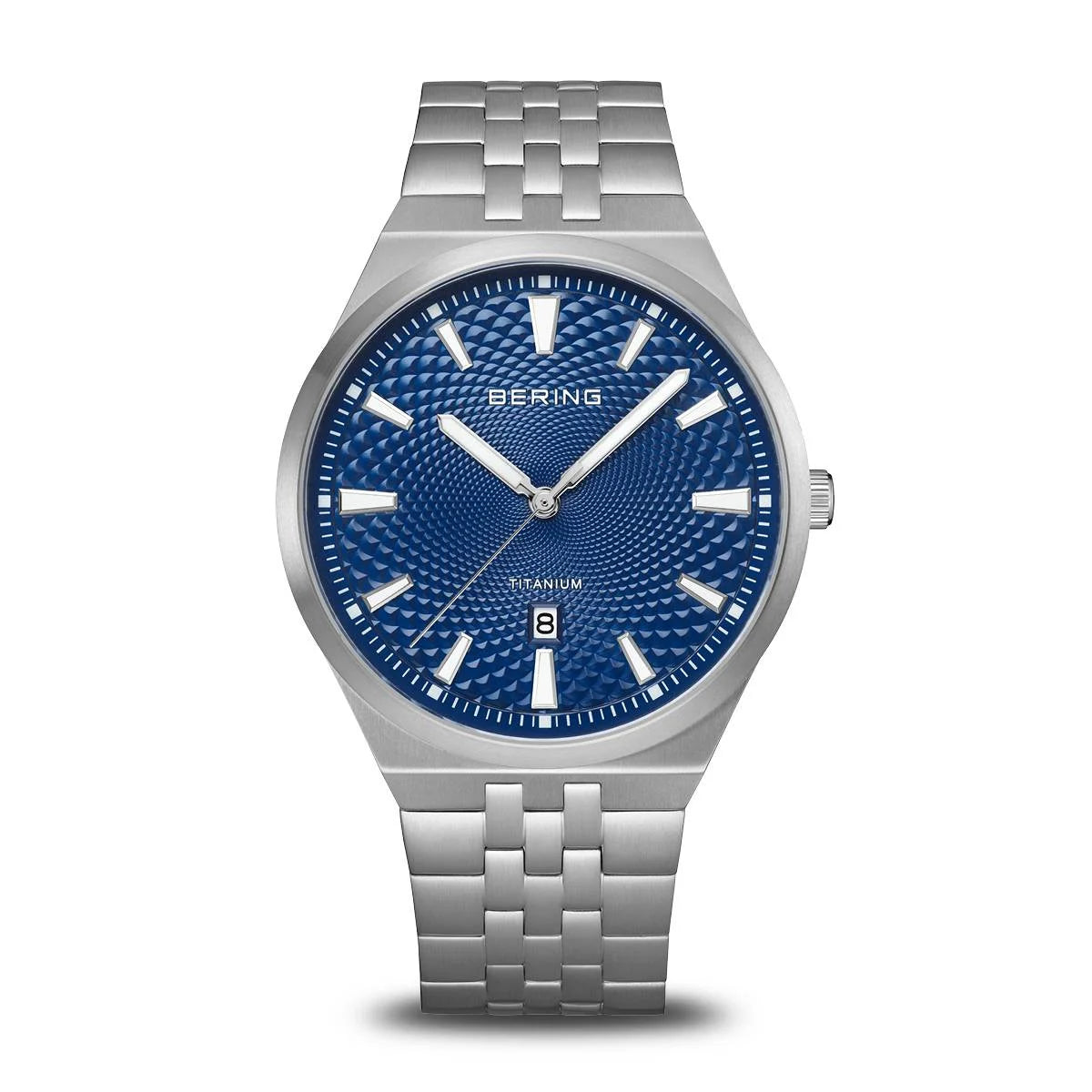 BERING Gents Titanium Silver/Blue Watch 16141-707