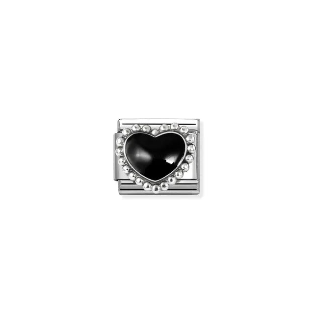 Nomination Silver Black Raised Heart Charm