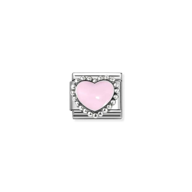 Nomination sterling silver Pastel pink raised heart Charm