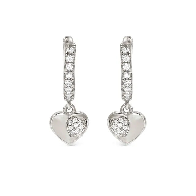 Nomination Petit Sparkle Silver Heart Hoop Earrings