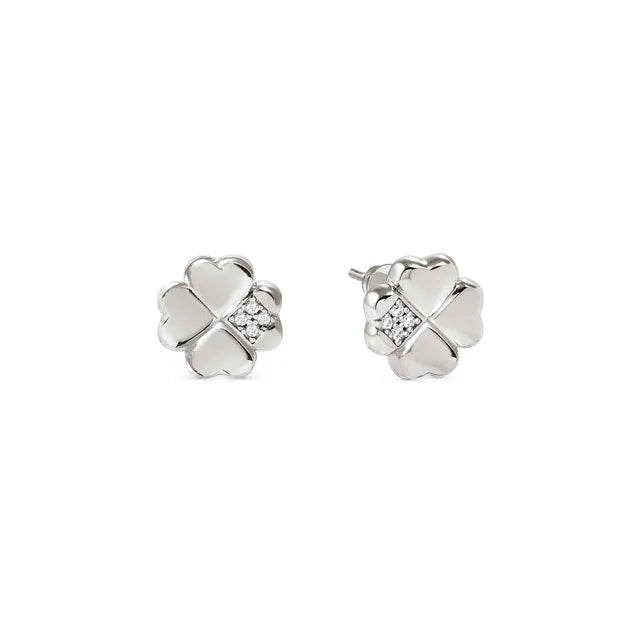Nomination Petit Sparkle Silver Four Leaf Clover Stud Earrings