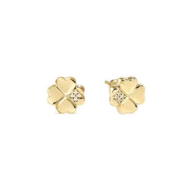 Nomination Petit Sparkle Gold Four Leaf Clover Stud Earrings