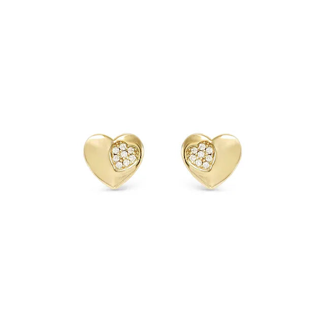 Nomination Petit Sparkle Gold Heart Stud Earrings