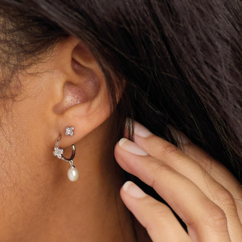 Blossom Flyte Honey Flower Pearl Hoop Earrings