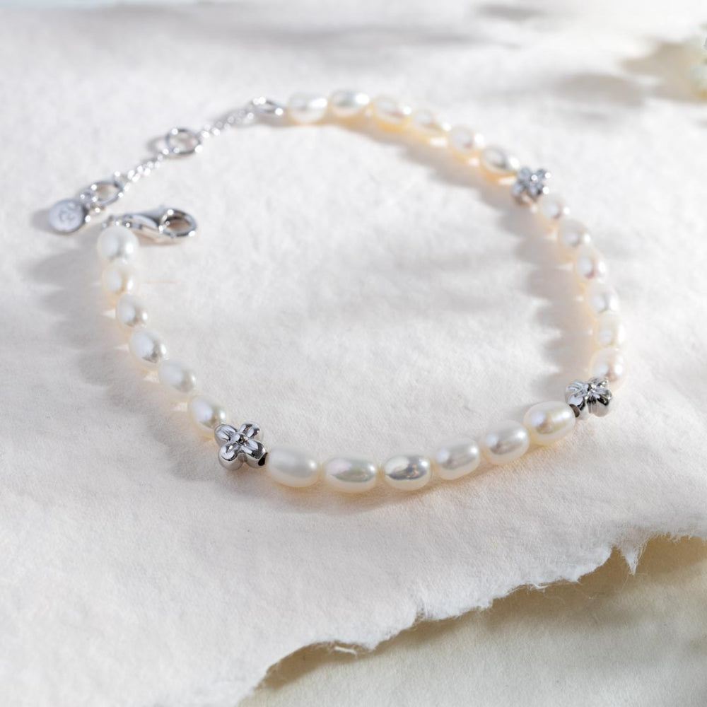 Blossom Flyte Honey Flower Rice Pearl Station Bracelet