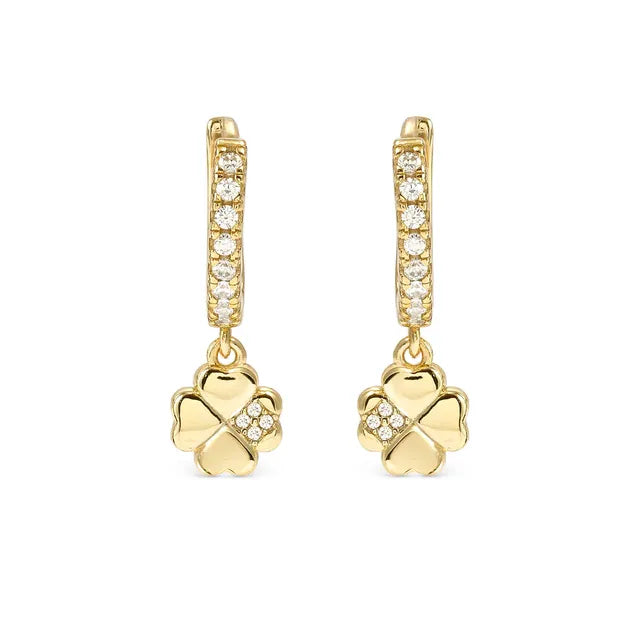 Nomination Petit Sparkle Gold Four Leaf Clover Hoop Earrings