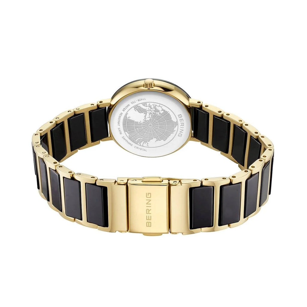 BERING Ladies Black/Gold Ceramic Watch with Diamond 11429-732
