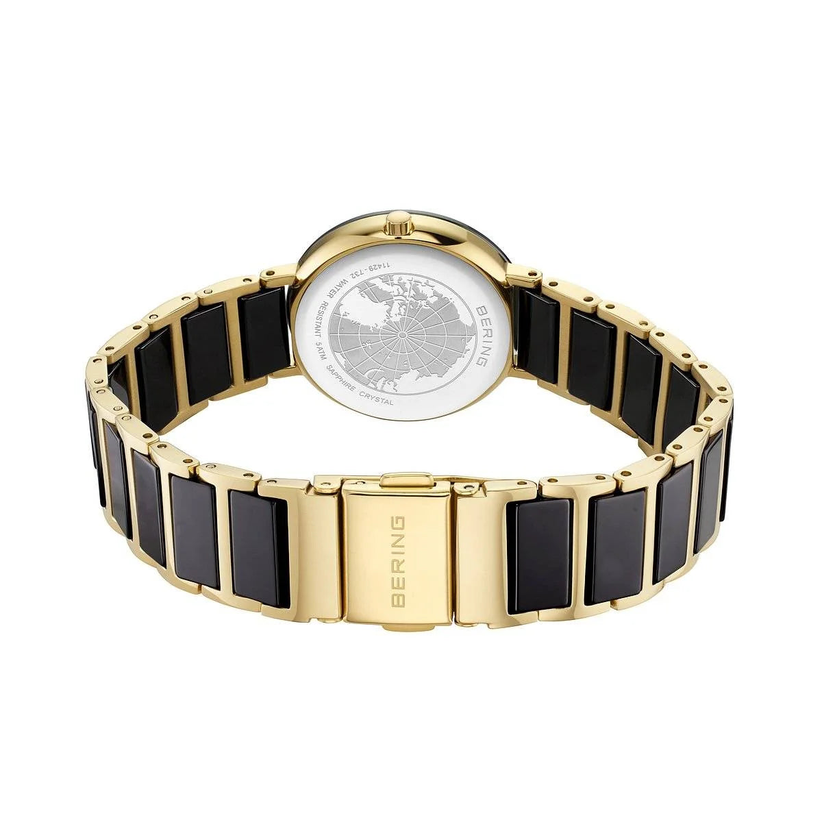 BERING Ladies Black/Gold Ceramic Watch with Diamond 11429-732