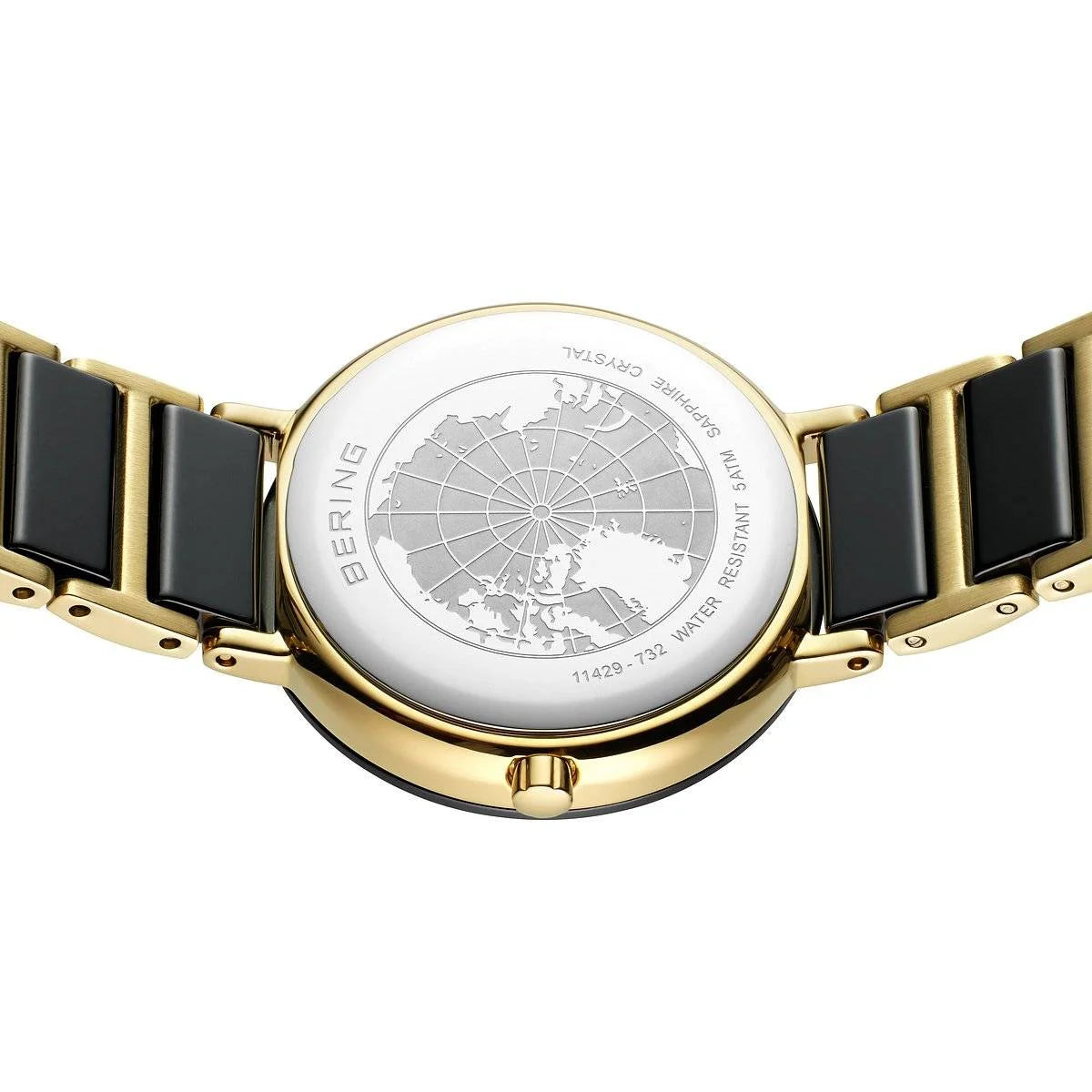 BERING Ladies Black/Gold Ceramic Watch with Diamond 11429-732