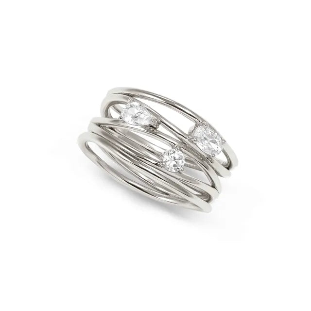 Nomination Rebel Art Silver Band Ring with White CZ