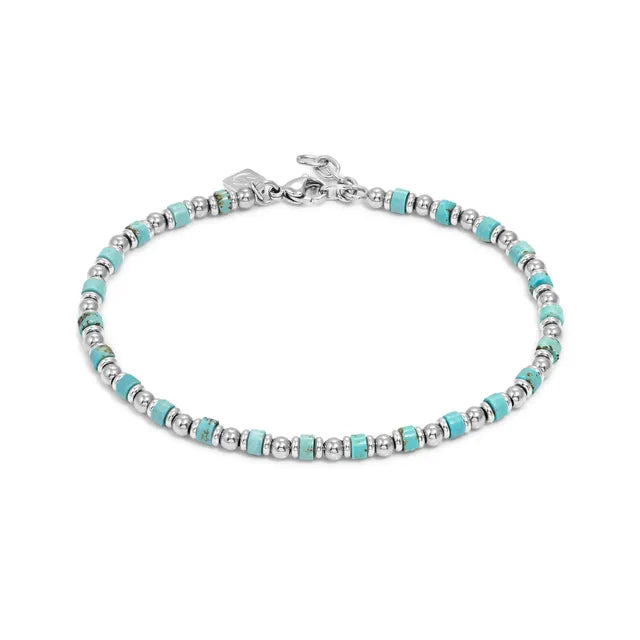 INSTINCTSTYLE Sea Edition anklets in steel and natural stones TURQUOISE