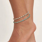 INSTINCTSTYLE Sea Edition anklets in steel and natural stones TURQUOISE