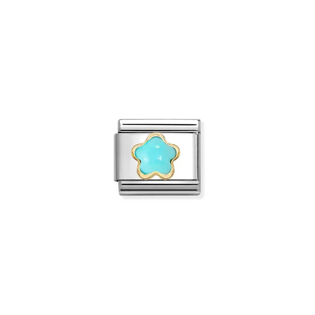 Nomination Gold and Turquoise Flower Charm