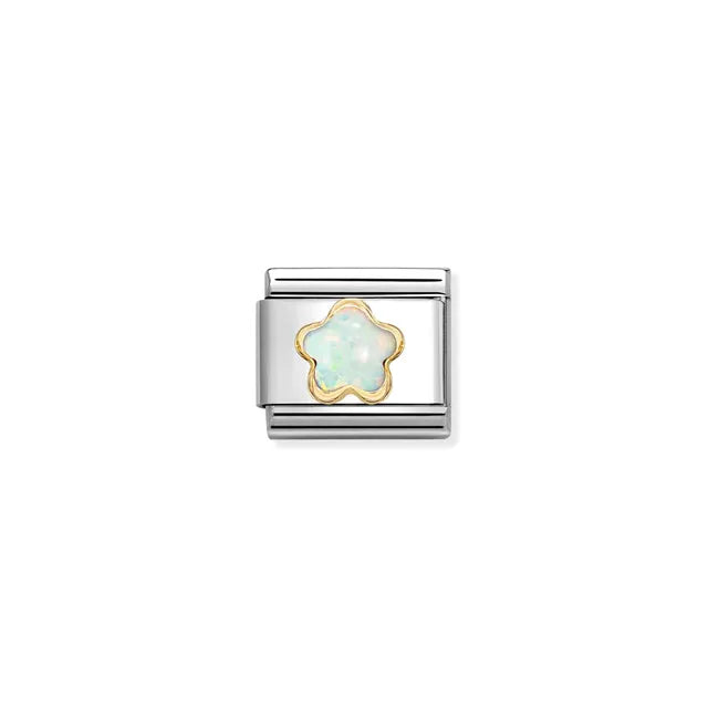 Nomination Gold and White Opal Flower Charm