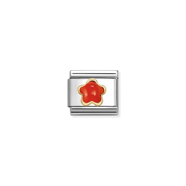Nomination Gold and Red Coral Flower Charm