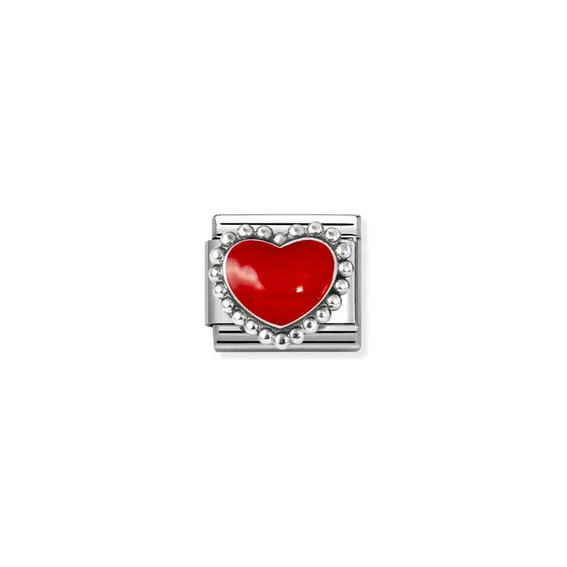 Nomination Classic Silver Red Raised Heart Charm