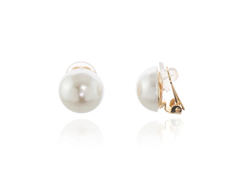 Cachet Bibi 14mm Pearl Gold Clip On Earrings
