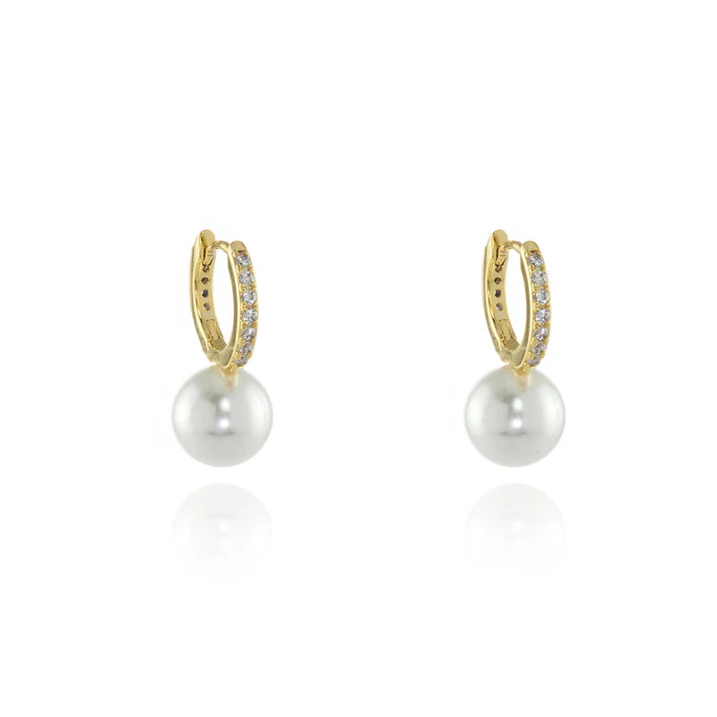 Cachet Persia 10mm Pearl Gold Hoops