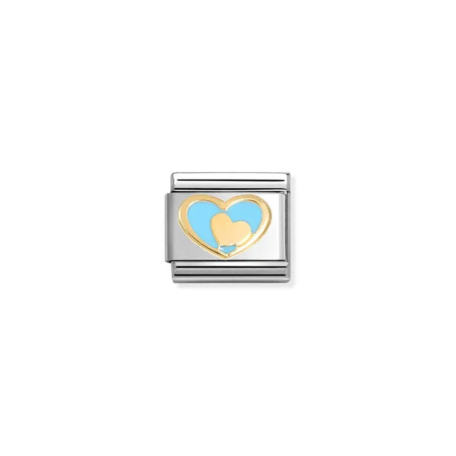 Nomination Classic gold heart in heart Blue