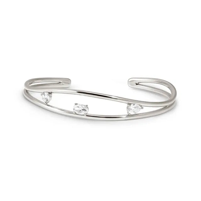 Nomination Rebel Art Silver Cuff Bracelet with White Stones