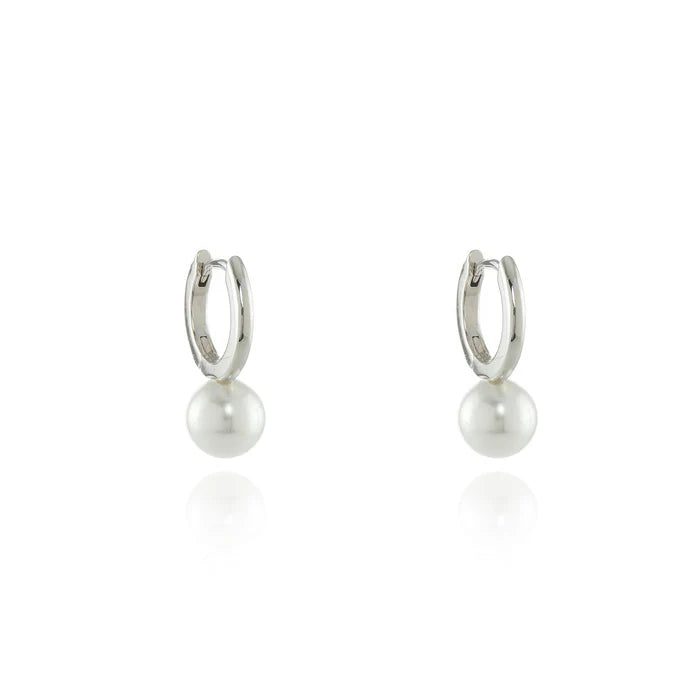 Padma 8mm Pearl Silver Hoops