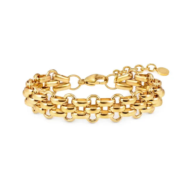 Wear&Style Gold Tone Byzantine Chain Bracelet
