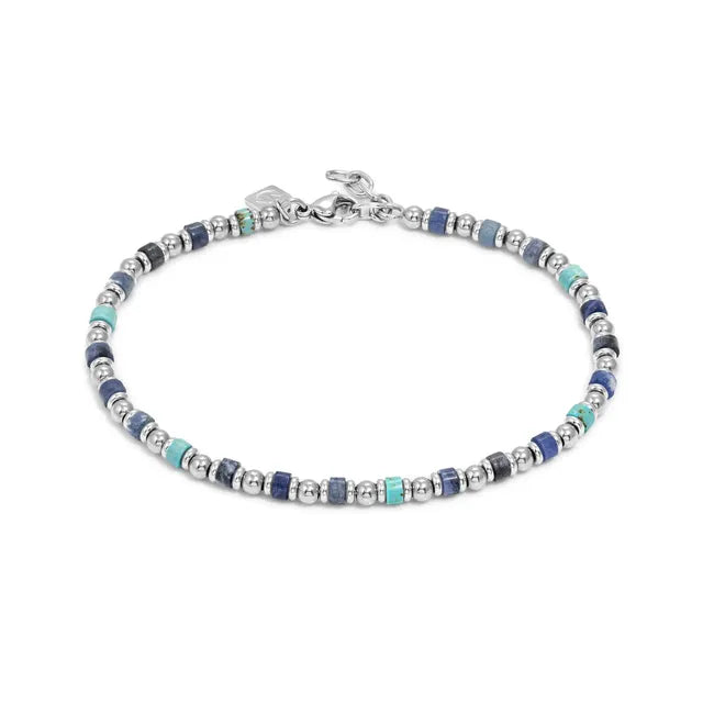 INSTINCTSTYLE Sea Edition anklets in steel and natural stones Turquoise and Sodalite