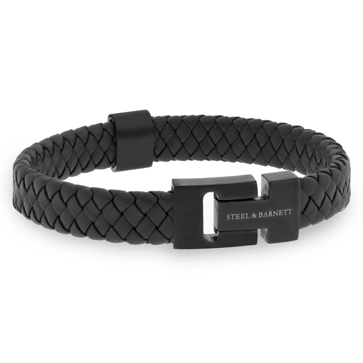 Harrison Black Leather Bracelet with Black Clasp