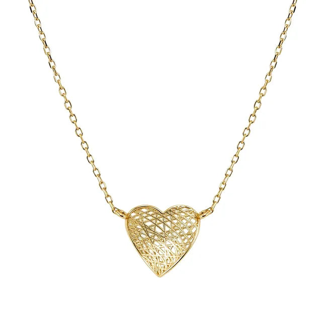 Leaf of Light Heart Lattice Gold Necklace
