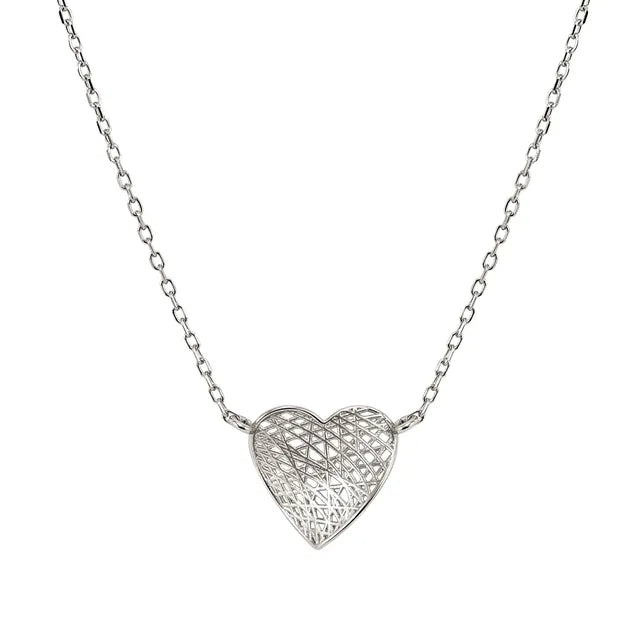 Leaf of Light Heart Lattice Silver Necklace