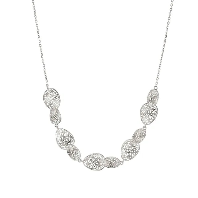 Leaf of Light Oval Lattice Silver Necklace