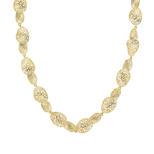 Leaf of Light Ovals Lattice Gold Necklace