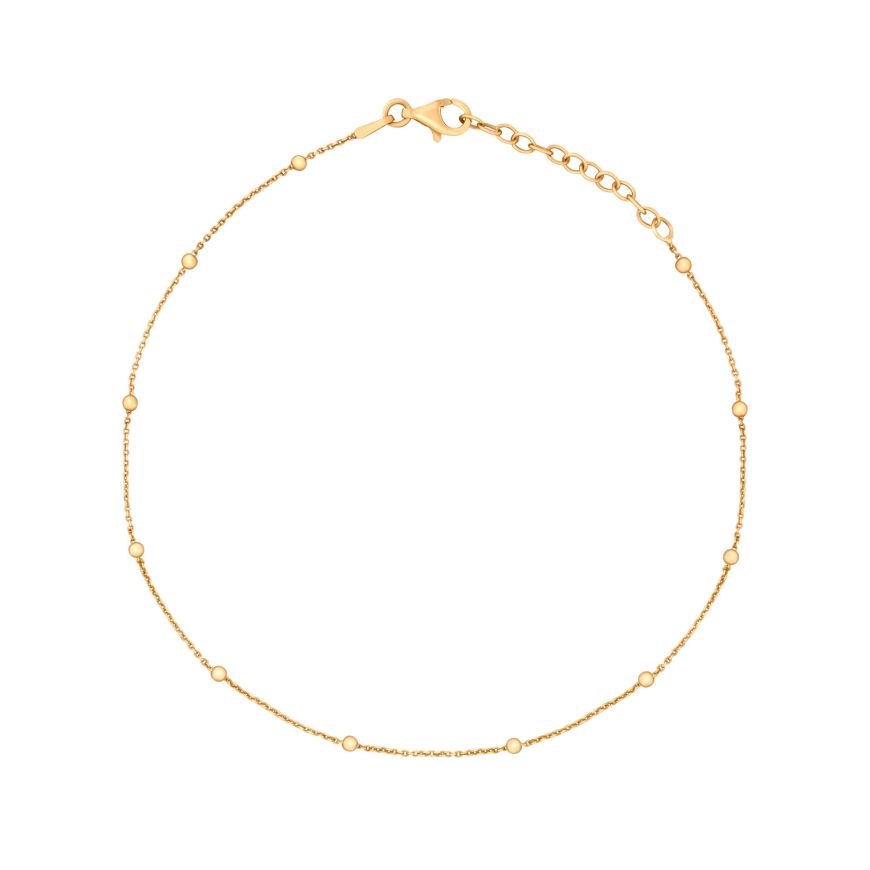 Gold Fine Trace And Ball Chain Anklet