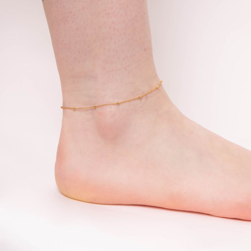 Gold Fine Trace And Ball Chain Anklet