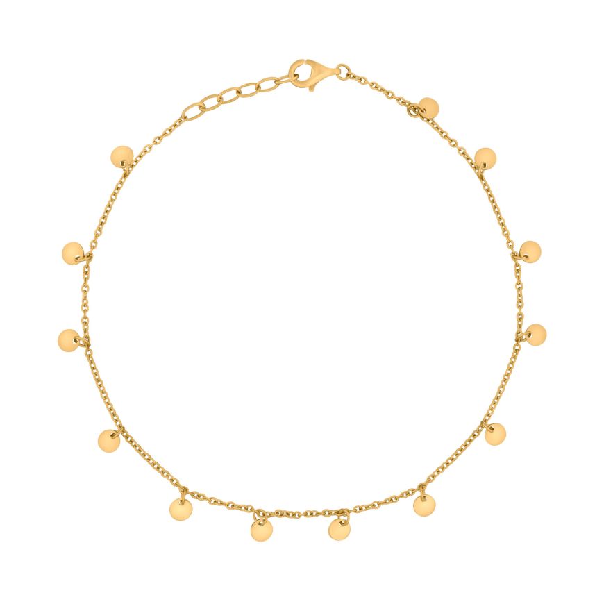 Gold Plated Multi Disc Charm Ankle Chain