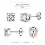 LAB Diamond 9ct White Gold Single Mens Earring
