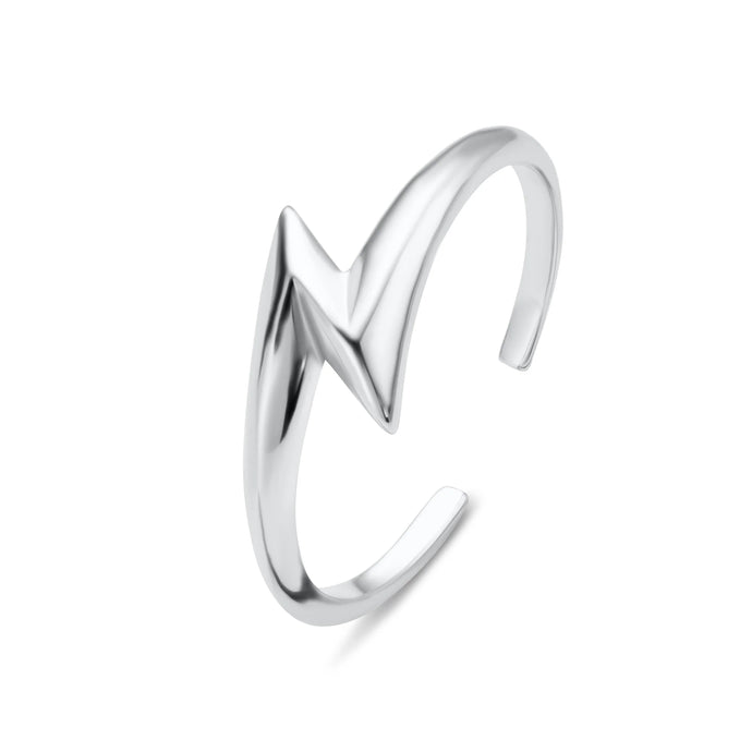Silver Lightning Bolt Open Ring