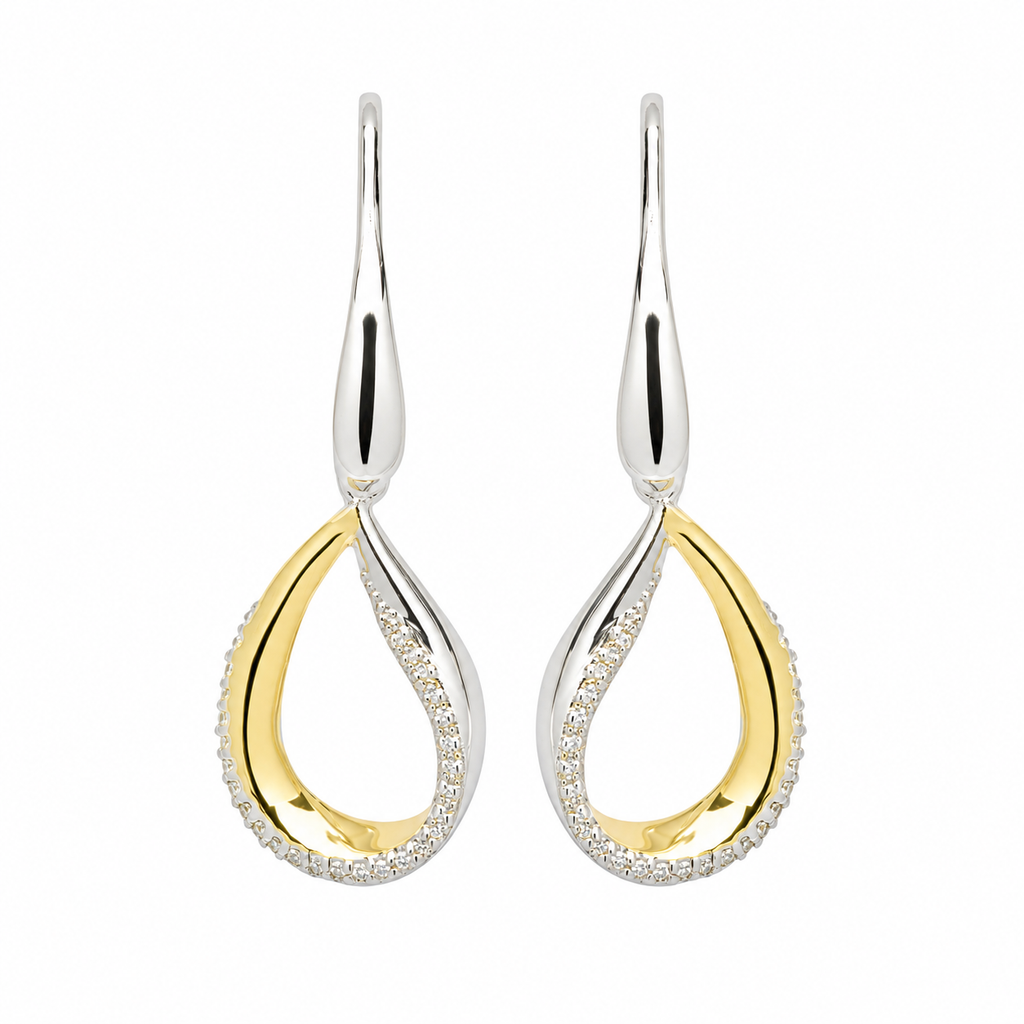 Silver and Gold Teardrop Earrings ME-684/GO