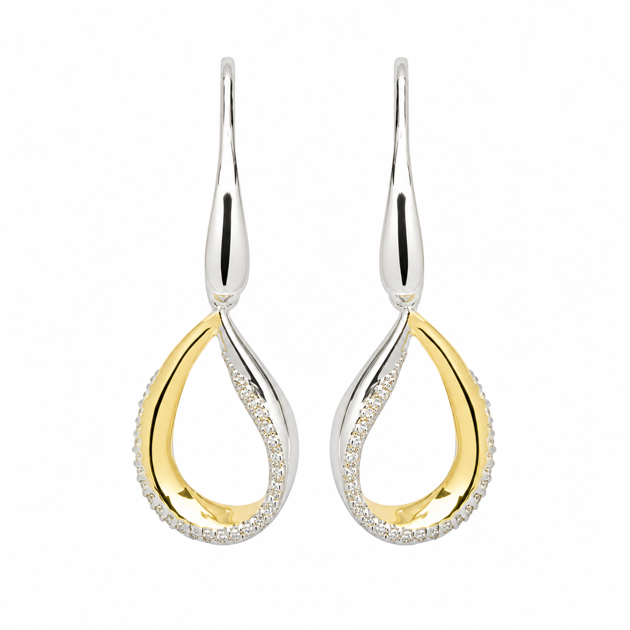 Silver and Gold Teardrop Earrings ME-684/GO