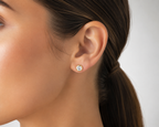 Yellow Gold Plated on Silver Solitaire Bezel Earrings
