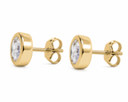 Yellow Gold Plated on Silver Solitaire Bezel Earrings