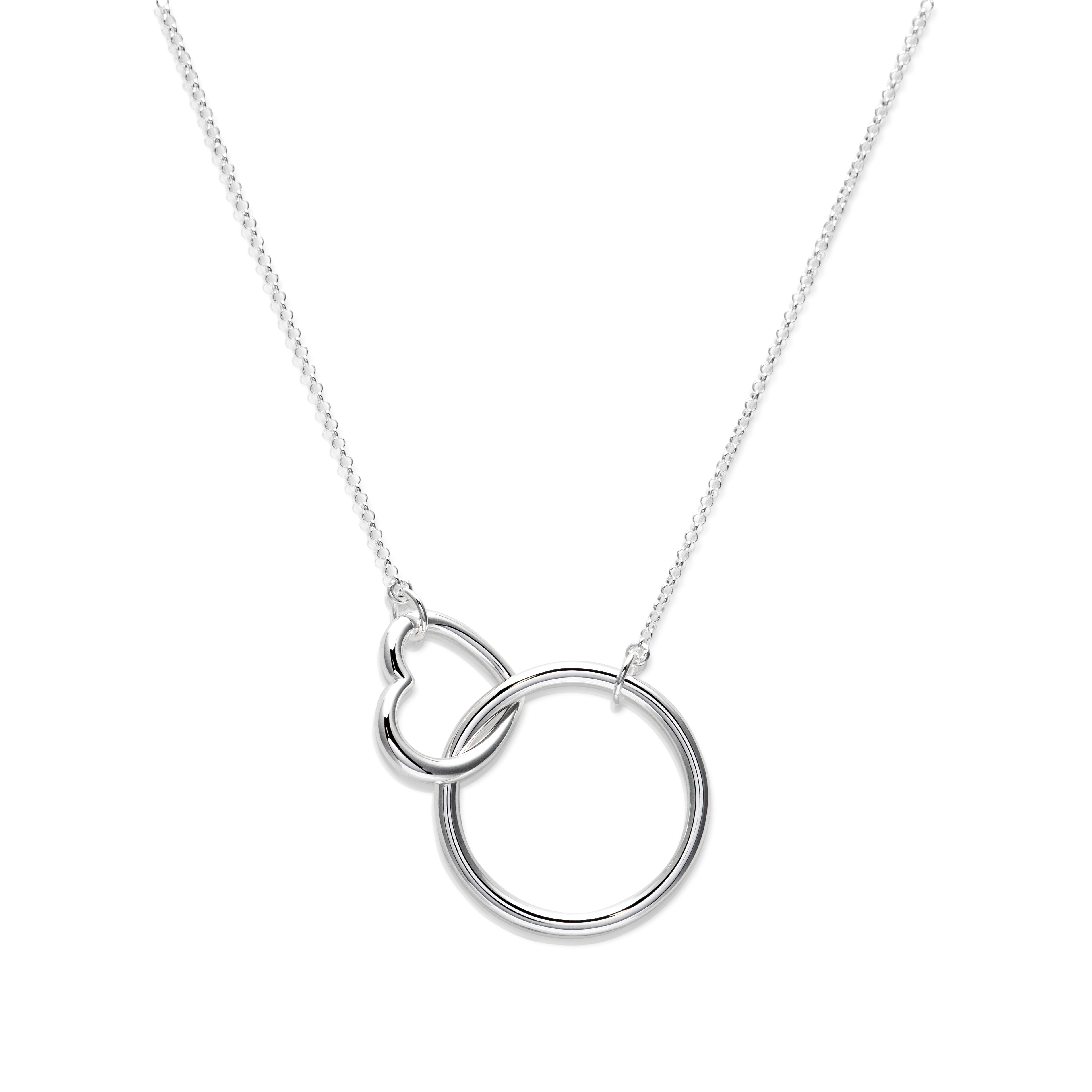 Silver Interlock Heart and Circle Pendant with Chain MK-638/SIL