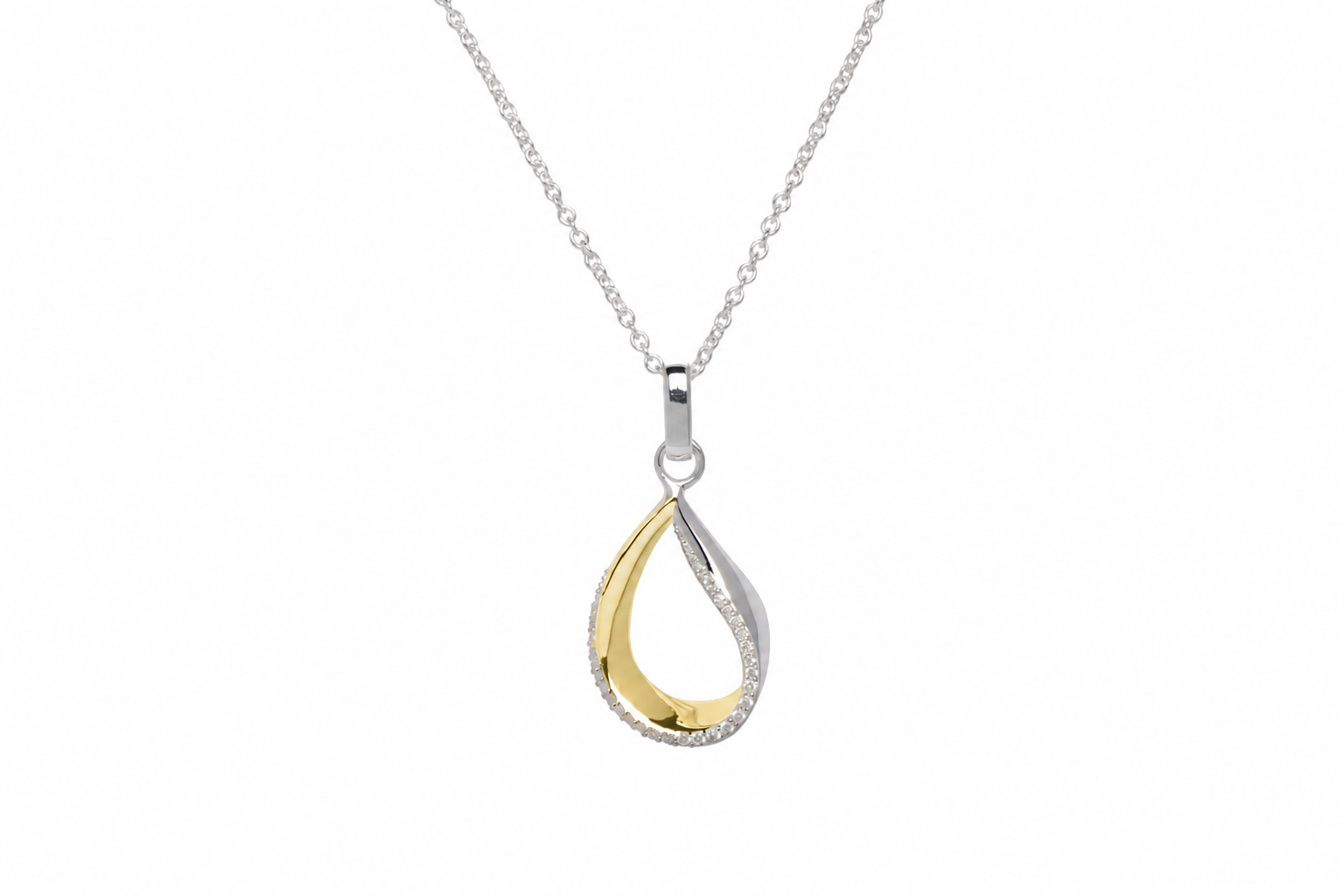 Silver & Gold Teardrop Necklace MK-684/GO